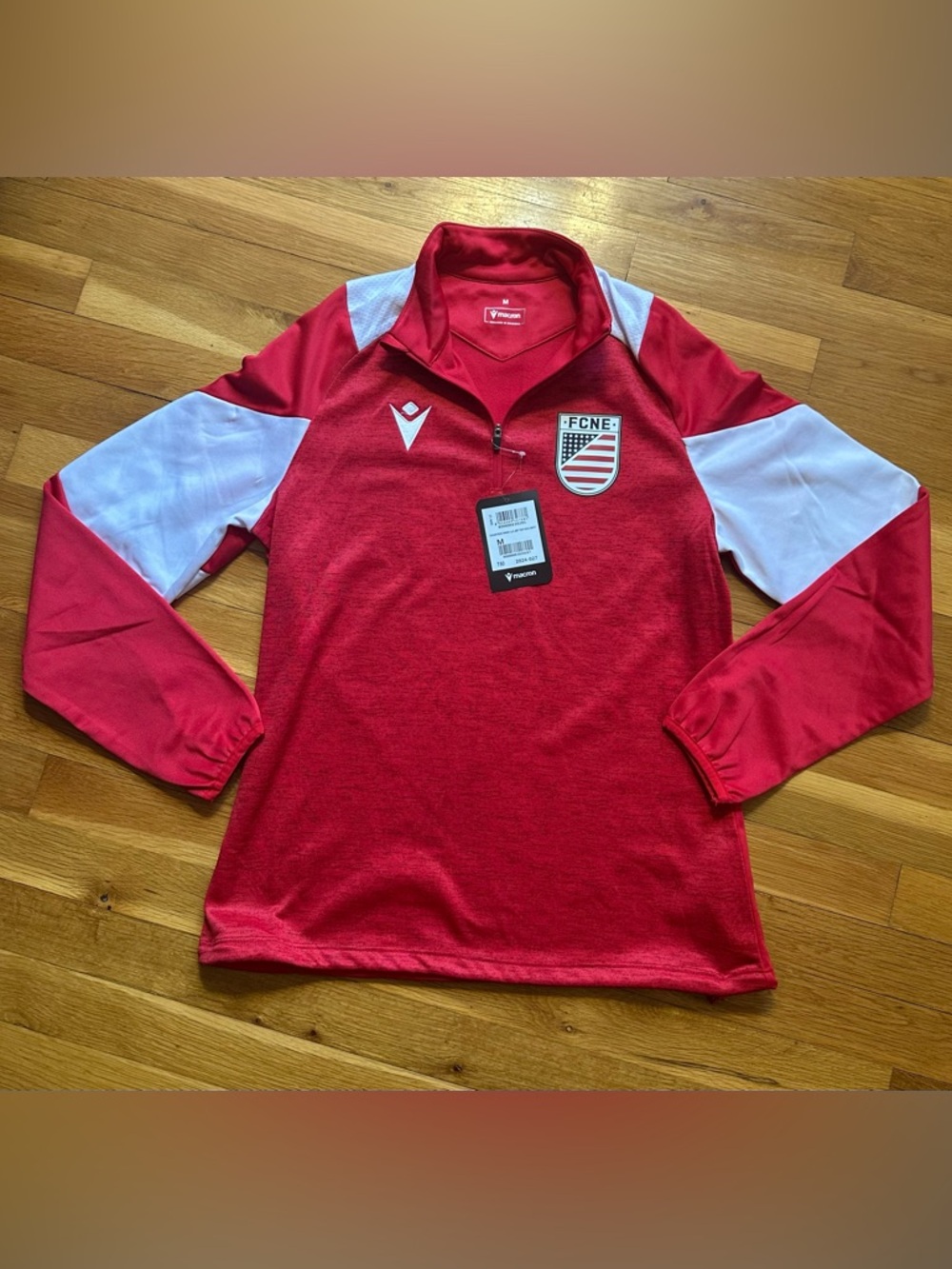 MACRON Red and‎ White FCNE Quarter-Zip Pullover